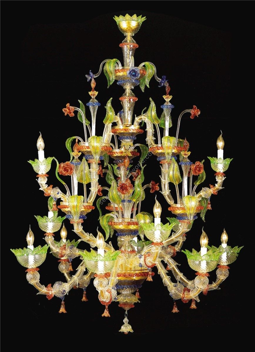 Italian Luxury Lighting / Chandeliers / Venetian Glass Multicolor 12-Light 7545 012