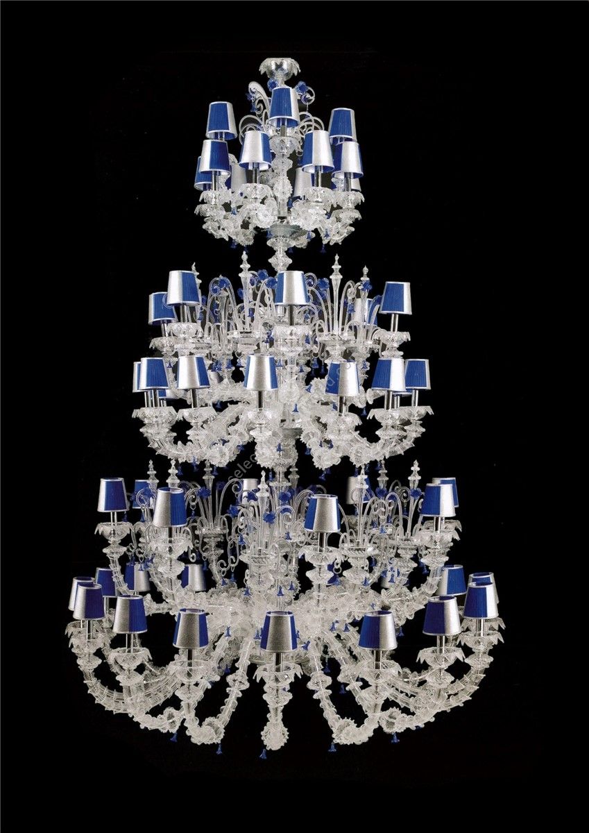 Italian Luxury Lighting / Chandeliers / Venetian Glass White and Blue 54-Light V8047 054