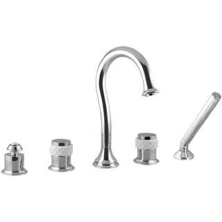 Bronces Mestre / Bath-Shower Fittings / Five holes bath set with white porcelain 065516.000.50