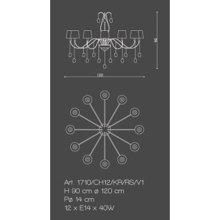 Il Paralume Marina / Chandelier / 1710/CH12/KR/RS/V1
