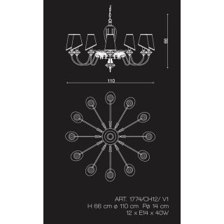 Il Paralume Marina / Chandelier / 1774/CH12/ V1