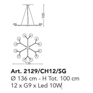 Il Paralume Marina / Chandelier / 2129/CH12/SG