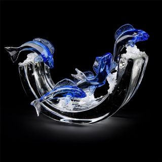 Italian Luxury Lighting / Abstract Sculptures / Wave With Fish in Murano Glass 6060 1 COL