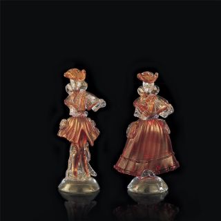Italian Luxury Lighting / Figurative Sculptures / 2 Figurines Lady & Rider in Murano Glass 759 2 POR