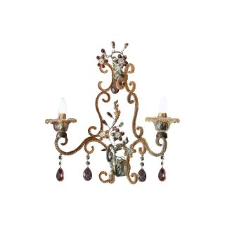 Mechini / Wall Lights / Wrought Iron with Coloured Bohemian Crystal A263/2