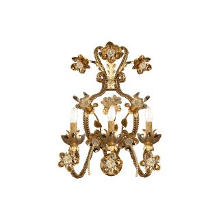 Mechini / Wall Lights / Murano Glass Clear Pearl Banding and Porcelain A270/3