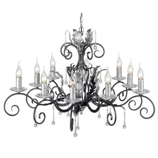 Elstead Lighting / Chandeliers / Amarilli 10 Black with Silver Patina
