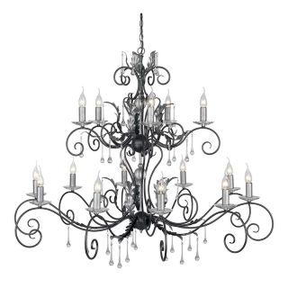 Elstead Lighting / Chandeliers / Amarilli 15 Black with Silver Patina