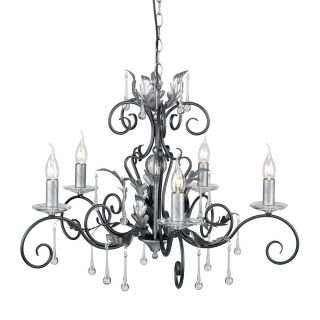 Elstead Lighting / Chandeliers / Amarilli 5 Black with Silver Patina