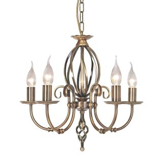 Elstead Lighting / Chandeliers / Artisan 5 Aged Brass