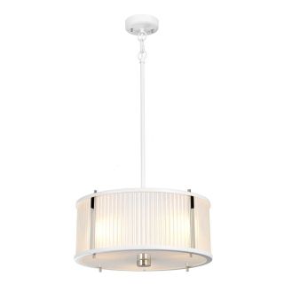 Elstead Lighting / Pendant Lights / Corona 3 Light Pendant - White Satin Painted / Polished Nickel