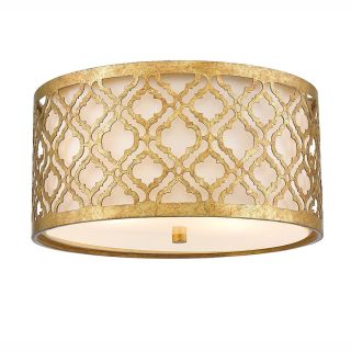 Elstead Lighting / Ceiling Lights / Arabella 2 Light Flush - Distressed Gold, Ivory Shade