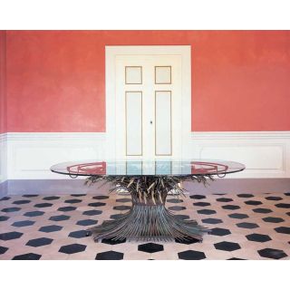 Oval Dining Table with Glass Top HF2014TA Grano by Officina Ciani