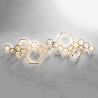 Hexagon Large Wall Sconce, Gold 24K plated by Il Paralume Marina