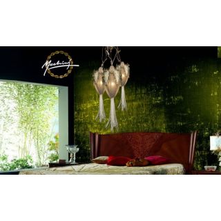 Mechini / Chandeliers / Clear Bohemian and Fabric Lampshade L-SCUDO/3 Brown