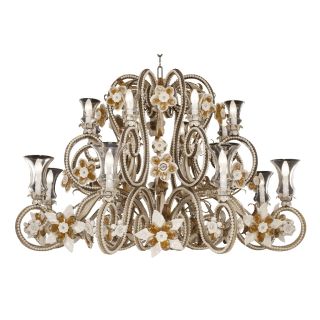 Mechini / Chandeliers / Amber Venetian Crystal & Bohemian Pearl Banding L287/17