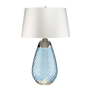 Elstead Lighting / Portable & Desk Lamps / Lena 2 Light Large Blue Table Lamp with Off-white Shade - Blue-tinted Glass / Off-White Shade