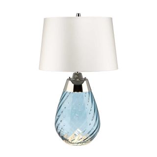 Elstead Lighting / Table Lamps / Lena Small Blue-tinted Glass & Off-White Shade