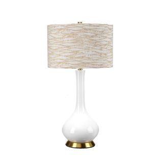 Elstead Lighting / Table Lamps / Milo 1 Aged Brass & White & Orange