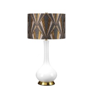 Elstead Lighting / Table Lamps / Milo Aged Brass with White & Grey & Brass