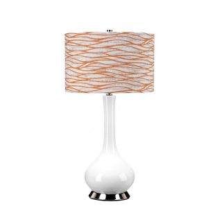 Elstead Lighting / Table Lamps / Milo 1 Polished Nickel & White & Orange