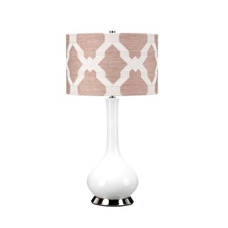 Elstead Lighting / Table Lamps / Milo Polished Nickel with White & Pink