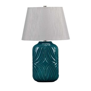 Elstead Lighting / Table Lamps / Muse 1 Turquoise with Grey Shade