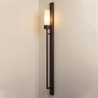 Large Wall Light, Handmade wrought iron, narrow glass cylinder by Robers