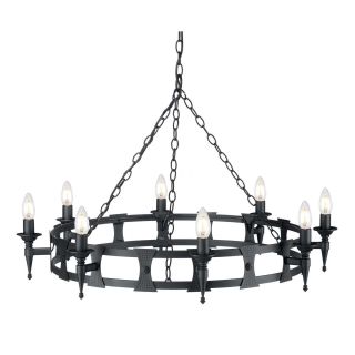 Elstead Lighting / Chandeliers / Saxon 8 Light Chandelier - Black