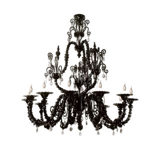 Italian Luxury Lighting / Chandeliers / Venetian Glass Black 12-Light V7416 012