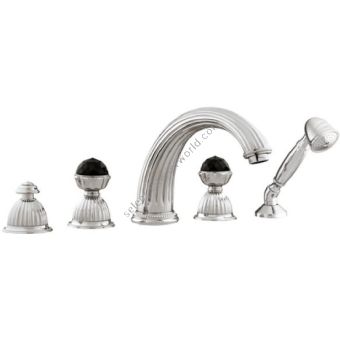 Bronces Mestre / Bath-Shower Fittings / Five holes bath set with Swarovski black crystal 033216.N00.50
