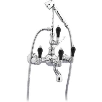 Bronces Mestre / Bath-Shower Fittings / Bath shower set with black porcelain twisted 035516.NSL.50