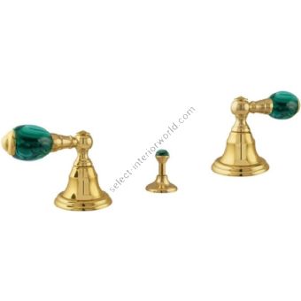 Bronces Mestre / Bidet Fittings / Three holes bidet set with malachite stone 037822.ML0.00