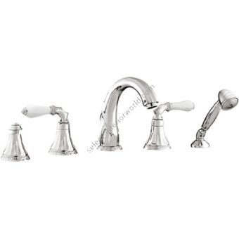 Bronces Mestre / Bath-Shower Fittings / Five holes bath set with white porcelain 058516.L00.50