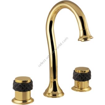 Bronces Mestre / Washbasin Fittings / Three holes basin set with black porcelain 065501.N00.00