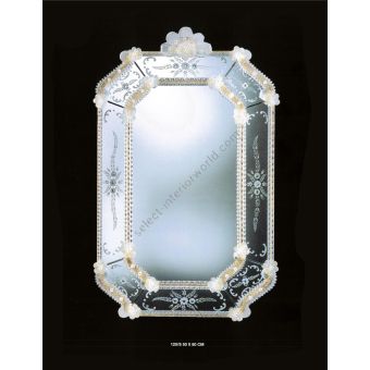 Italian Luxury Lighting / Wall Mirrors / Venetian Murano Glass With Floral Decoration 120S
