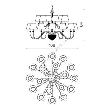 Il Paralume Marina / Chandelier / 1460/CH18