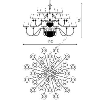 Il Paralume Marina / Chandelier In Brass with Application Of Strass / 1460/CH30