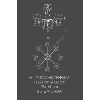 Il Paralume Marina / Chandelier / 1710/CH8/KR/RS/V1