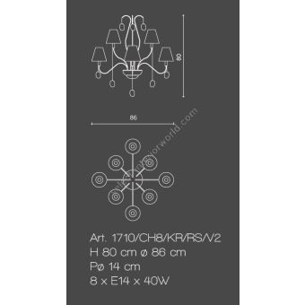 Il Paralume Marina / Chandelier / 1710/CH8/KR/RS/V2