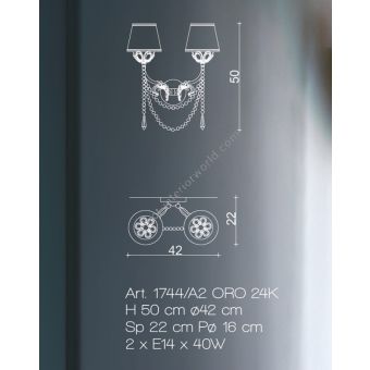 Il Paralume Marina / Wall Lamp / 1744/A2 ORO 24K