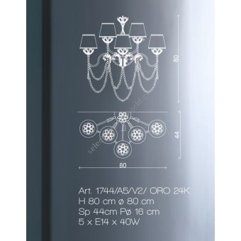 Il Paralume Marina / Wall Lamp / 1744/A5/V2/ ORO 24K