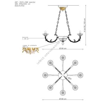 Il Paralume Marina / Chandelier / 2045/CH8 D90