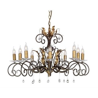Elstead Lighting / Chandeliers / Amarilli 10 Bronze with Gold Patina