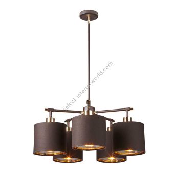 Elstead Lighting / Chandeliers / Balance 5 Brown & Polished Brass with Brown Shade