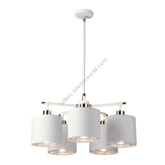 Elstead Lighting / Chandeliers / Balance 5 White & Polished Nickel with White Shade