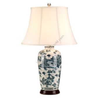 Elstead Lighting / Table Lamps / Blue Traditional 1 with Cream Shade