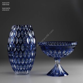 Italian Luxury Lighting / Vases / Blue Crystal 40 cm and Bowl 27 cm BQD222TB