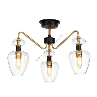 Elstead Lighting / Ceiling Lights / Armand 3 Semi-Flush Aged Brass Plated & Charcoal Black Paint