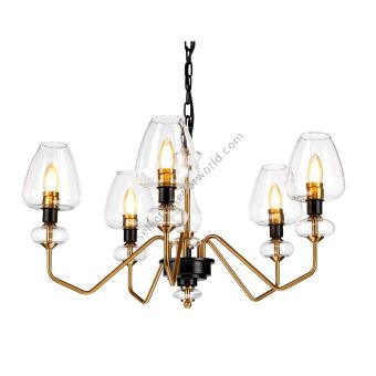 Elstead Lighting / Chandeliers / Armand 5 Aged Brass Plated & Charcoal Black Paint